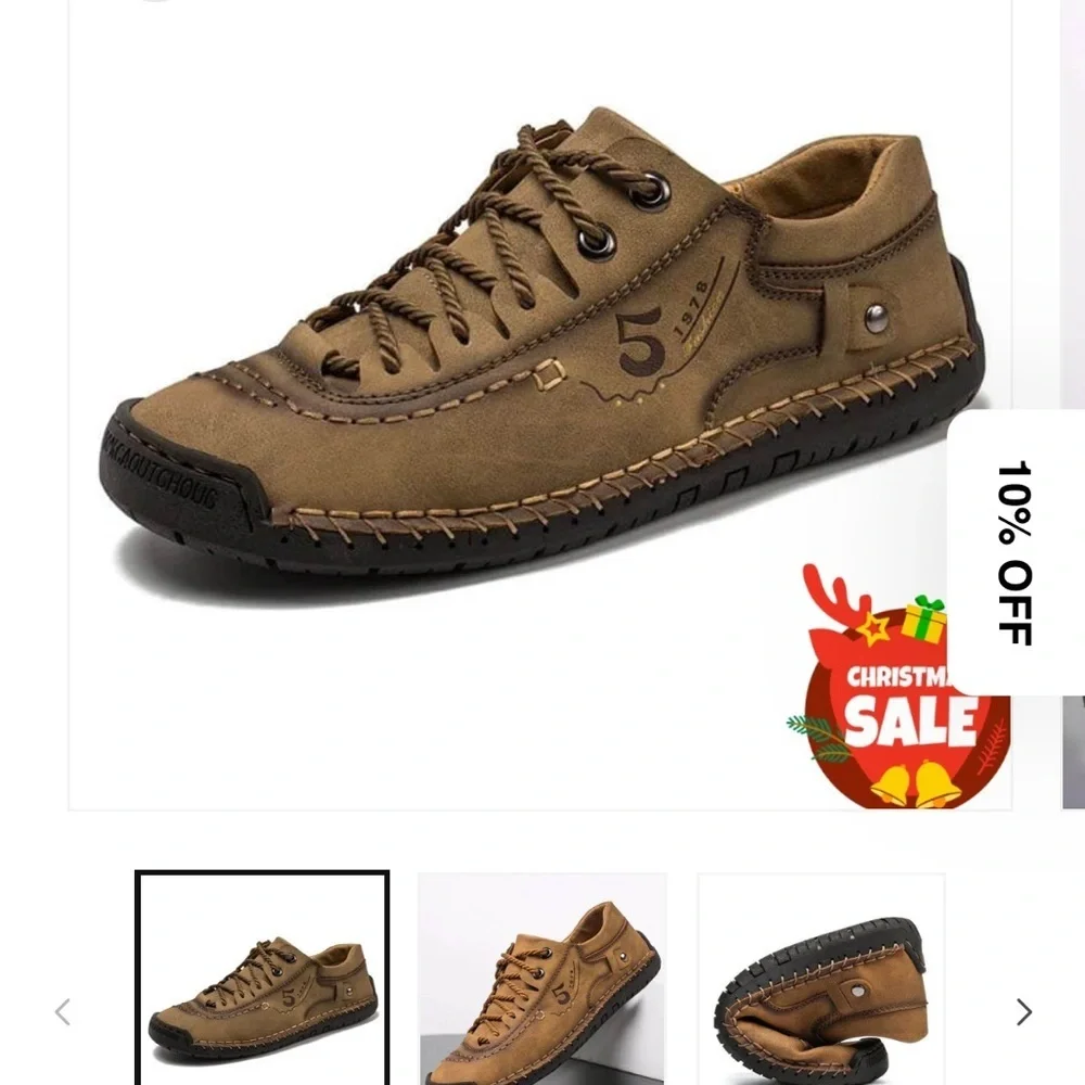 Men's Tan Leather Casual Sneakers